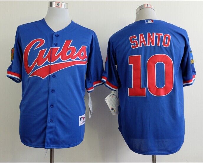 Men Chicago Cubs #10 Santo Blue Throwback 1994 MLB Jerseys